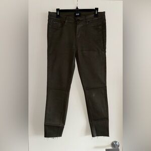 Paige Verdugo Ankle Skinny Jean Waxed Olive Green Sz 31